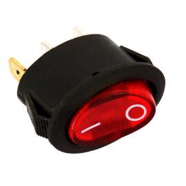 Interruttore 0-1 rosso luminoso ovale 6A 250V 3 faston 4,8