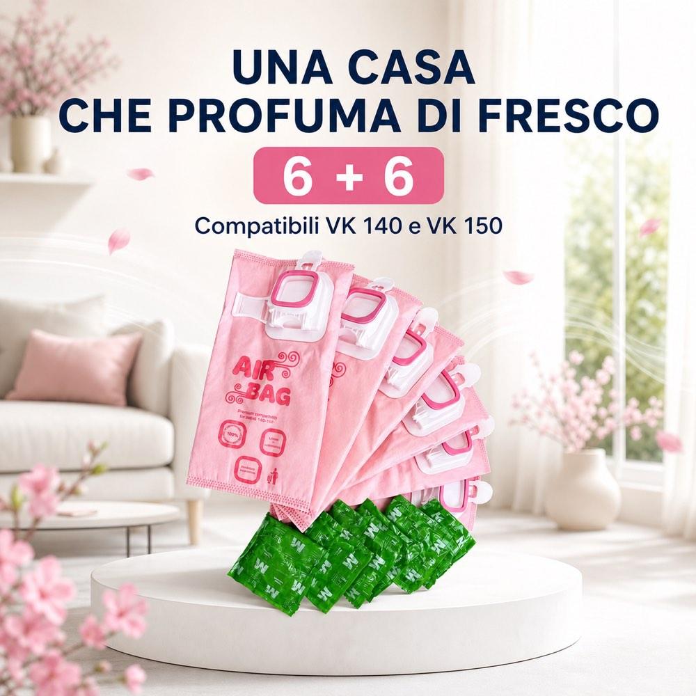 Sacchetti Folletto Rosa Profumati compatibile con VK 140 e VK 150 - pezzi 6 + 6 - immagine 4