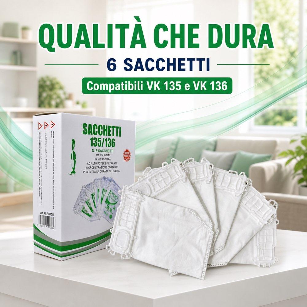 Sacchetti in microfibra Lux per Folletto VK 135 e VK 136 Compatibile - immagine 2