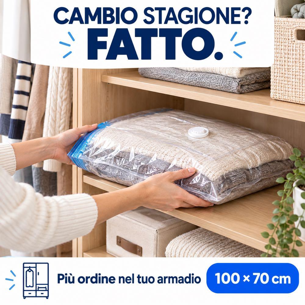 Sacchetti Sottovuoto anallergico utilizzabili anche con Folletto - Misure 120x80, 100x70 e 60x50