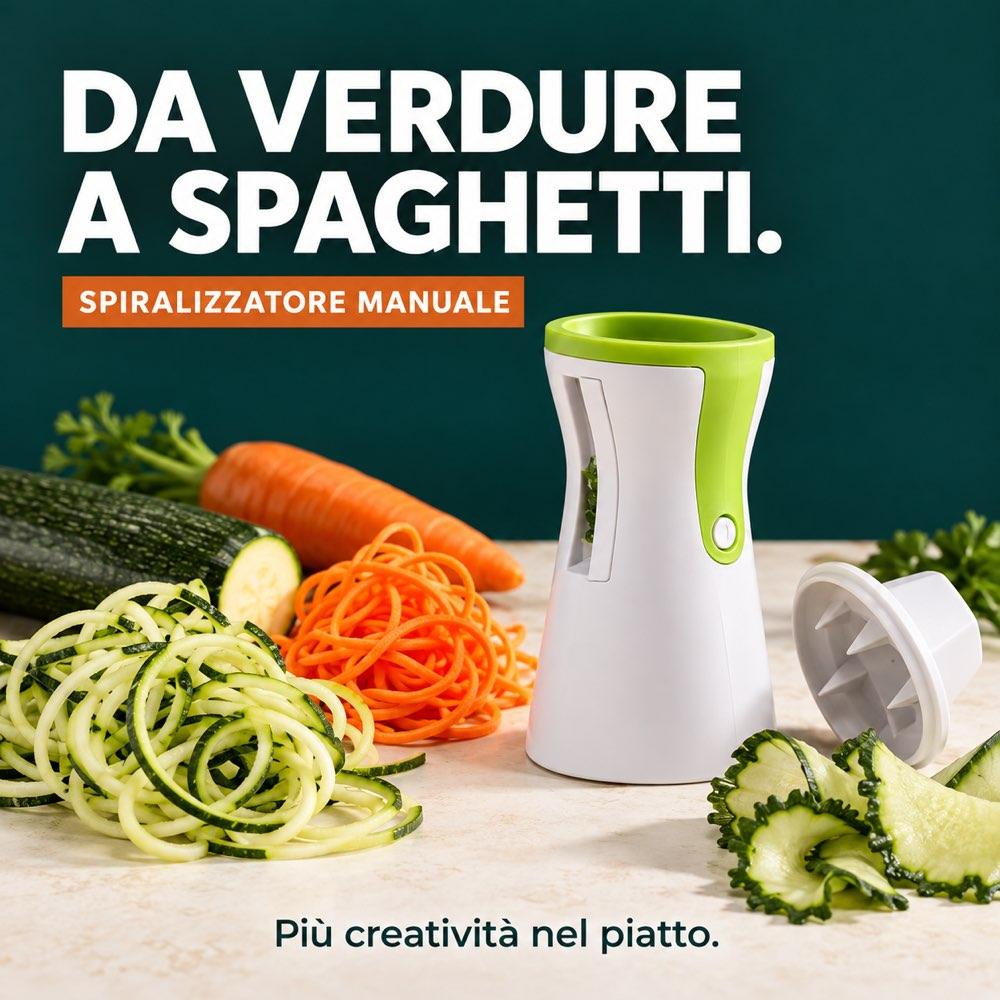 Spiralizzatore Tritaverdure Manuale in acciaio Inox per creare Spaghetti e Spirali di verdure