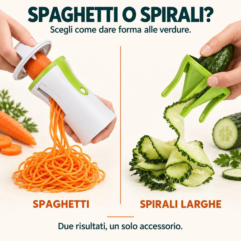 Spiralizzatore Tritaverdure Manuale in acciaio Inox per creare Spaghetti e Spirali di verdure - immagine 3