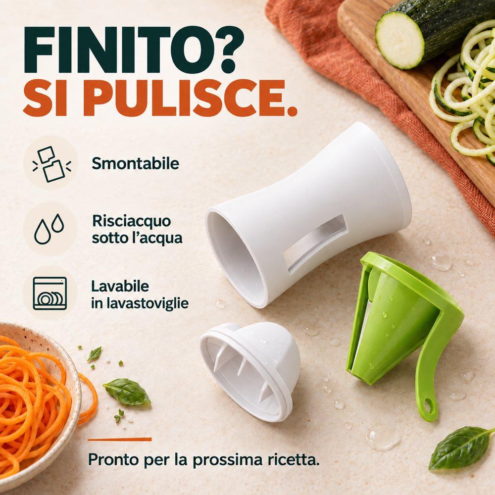 Spiralizzatore Tritaverdure Manuale in acciaio Inox per creare Spaghetti e Spirali di verdure - immagine 4