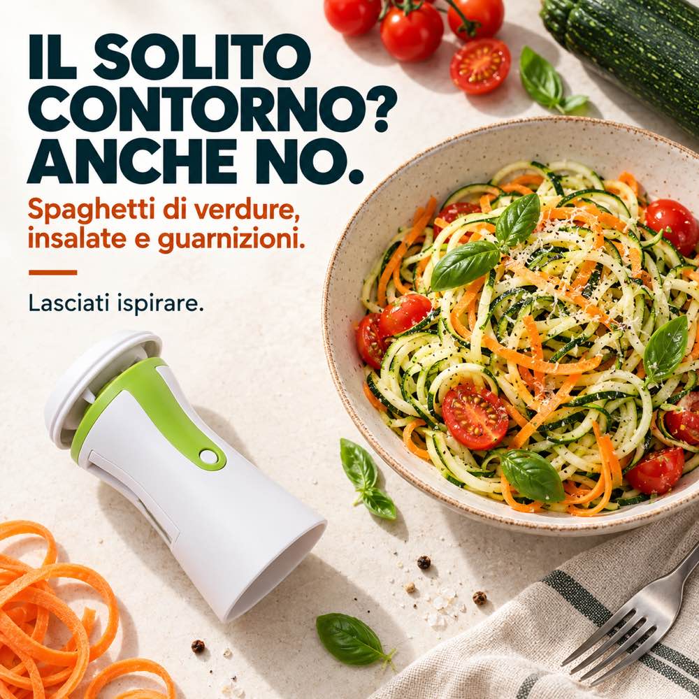 Spiralizzatore Tritaverdure Manuale in acciaio Inox per creare Spaghetti e Spirali di verdure - immagine 5