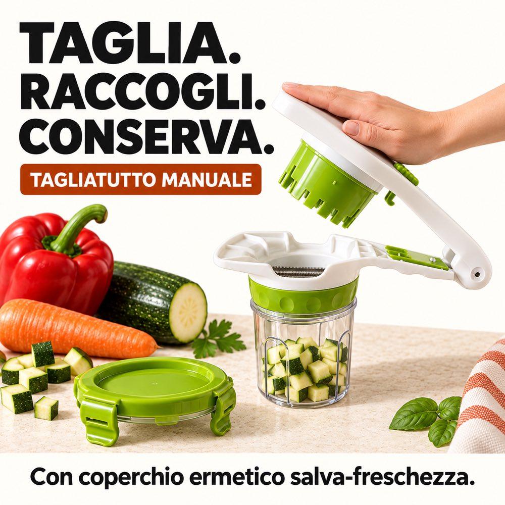 Tagliatutto Verdure Manuale con coperchio ermetico salva freschezza