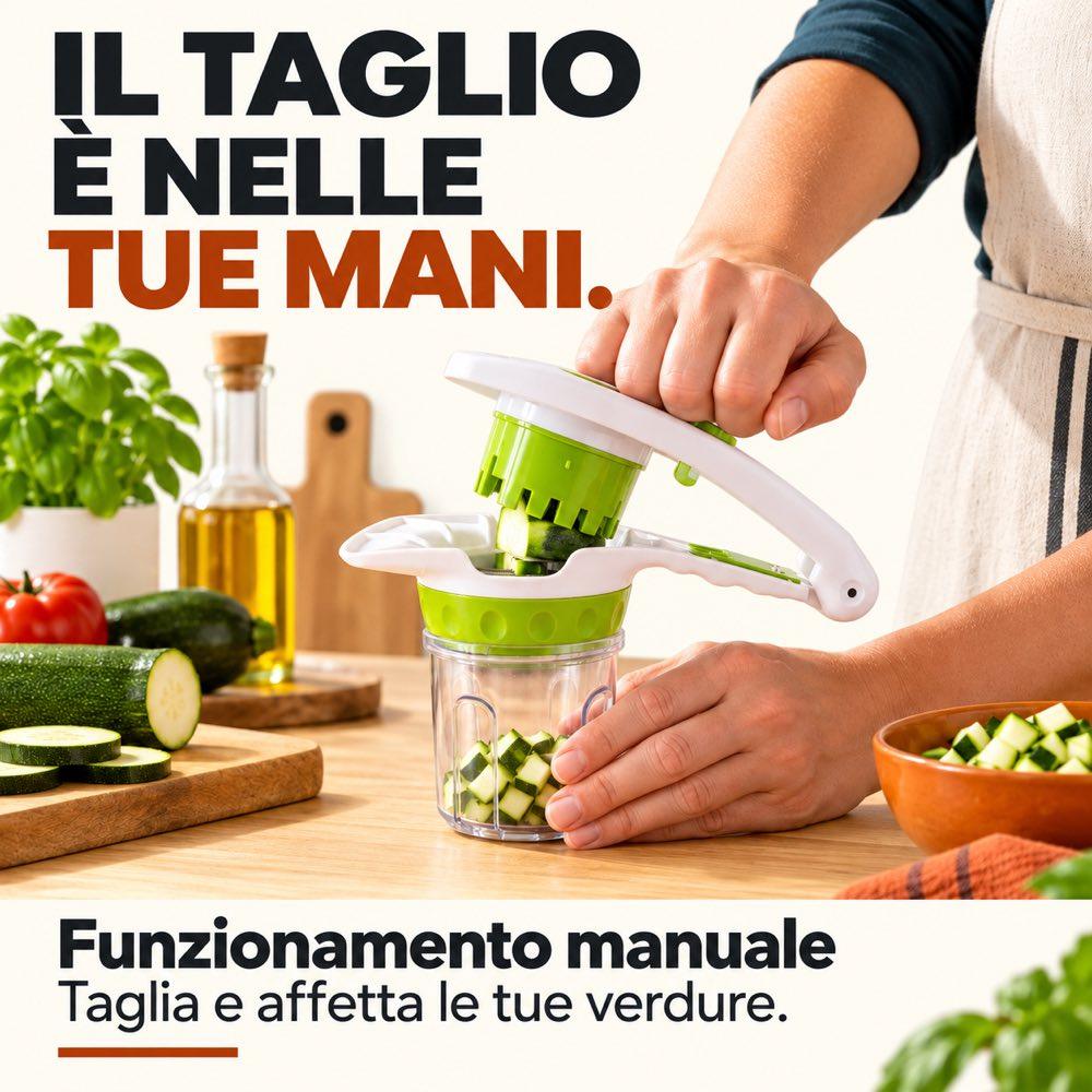 Tagliatutto Verdure Manuale con coperchio ermetico salva freschezza - immagine 2