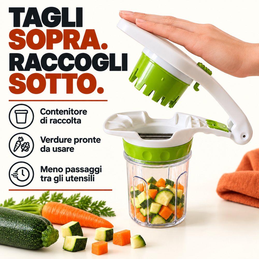 Tagliatutto Verdure Manuale con coperchio ermetico salva freschezza - immagine 3