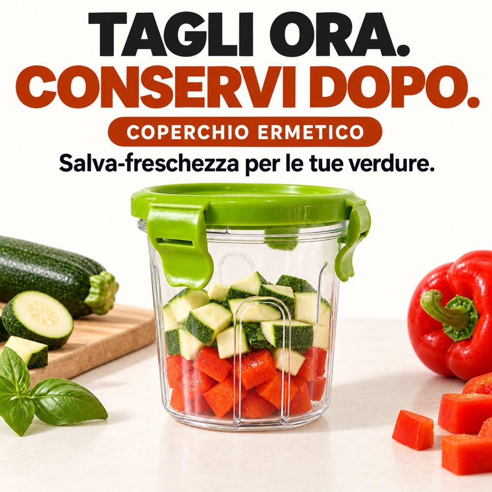 Tagliatutto Verdure Manuale con coperchio ermetico salva freschezza - immagine 4